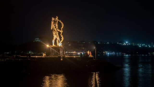 Sunset 4K Timelapse hyperlapse footage of people relaxing and leisure activities at Panaji Goa India at night