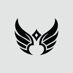Abstract Black Winged Logo Design Graphic