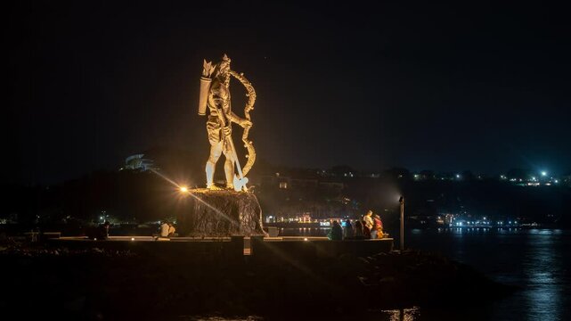 Sunset 4K Timelapse hyperlapse footage of people relaxing and leisure activities at Panaji Goa India at night