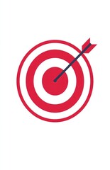 Arrow hitting target center. Symbol for goals, success, achievement, marketing strategy, focus