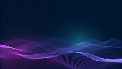 Dot blue purple wave line light gradient dark background. Abstract technology, big data digital background. Futuristic design, network connection, digital flow, innovation, glowing pattern