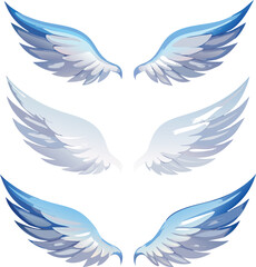 Three Sets of Elegant Blue and White Angel Wings