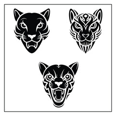 Puma Head Silhouette Vector on White Background