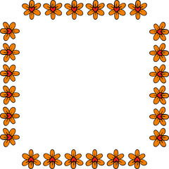 Square frame with pleasant orange flowers on white background.eps