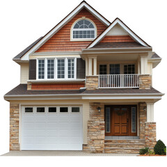 Charming twostory home with stone exterior and welcoming porchideal for family living or investment!, PNG file no background Home sell and real estate concept