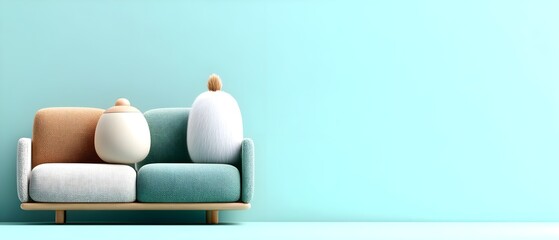 Modern minimalist sofa with decorative cushions