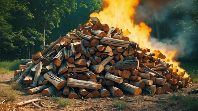 A substantial stack of dried Firewood
