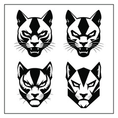 Obraz premium Puma Head Silhouette Vector on White Background