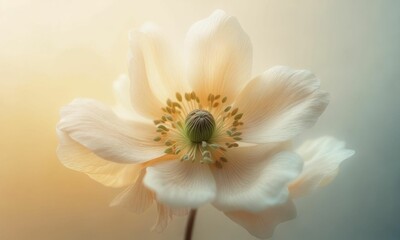 Fototapeta premium Soft Focus Cream And Blush Flowers In Gentle Pastel Light With Dreamy Atmosphere