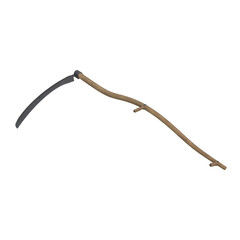 Scythe, 3d illustration isolated on white background