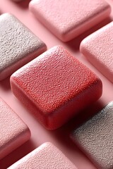 Close-up of colorful textured cosmetic packaging