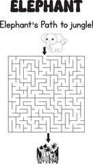 Elephant Maze Puzzle Jungle Adventure, Baby Elephant Pathfinding Game