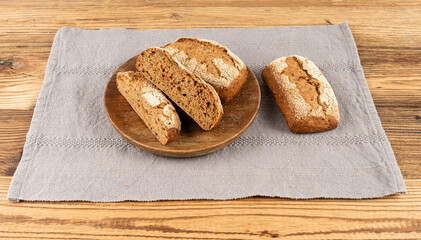 Whole wheat brown bread, fitness pumpkin carrot buns with seeds, cereal bread grain bun