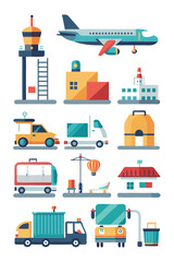 Airport Services and Vehicles Vector Illustration Collection