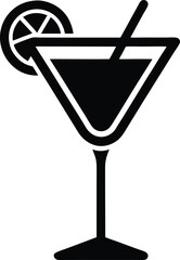 Cocktail Glass Stencil Icon Silhouette Vector Illustration
