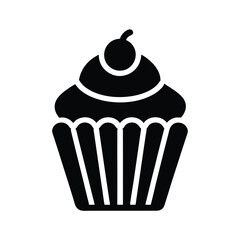 Cupcake Stencil Icon Silhouette Vector Illustration