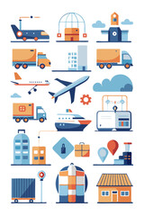 Vector Illustration of Global Shipping and Logistics Solutions