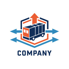 Shipping Company Logo Design with Truck and Arrows