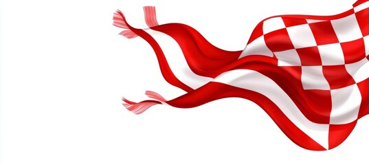 Red and White Checkered Flag in Motion