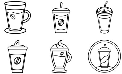 Hand-drawn Coffee Cup and Smoothie Icons