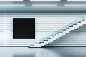 Obraz premium Modern Stairwell with Blank Canvas