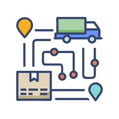 Delivery route, package tracking, logistics, global delivery concept