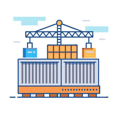 Shipping Crane Lifting Containers at a Port Facility