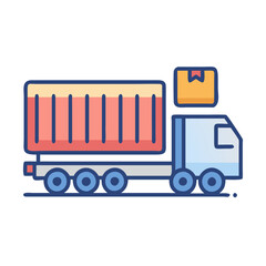 Delivery Truck Icon with Box - Transport Concept