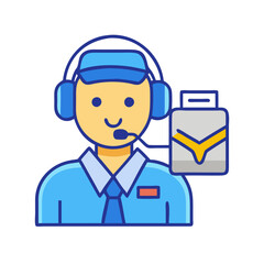 Customer service operator with checkmark document icon illustration