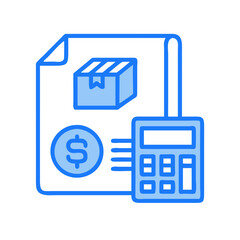 Shipping cost calculation icon; shipping, price, and calculator