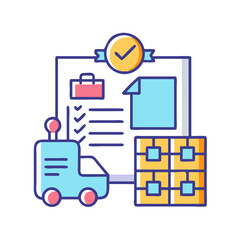 Quality control concept with truck and boxes