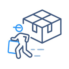 Fast Delivery Icon: Courier with Package Concept Artwork
