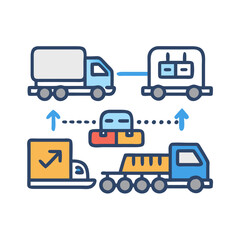 Cargo delivery with trucks vector illustration for logistics