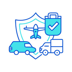 Logistics and shipping insurance concept in blue colors