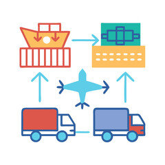 Global Logistics Transportation via Truck, Plane, and Ship