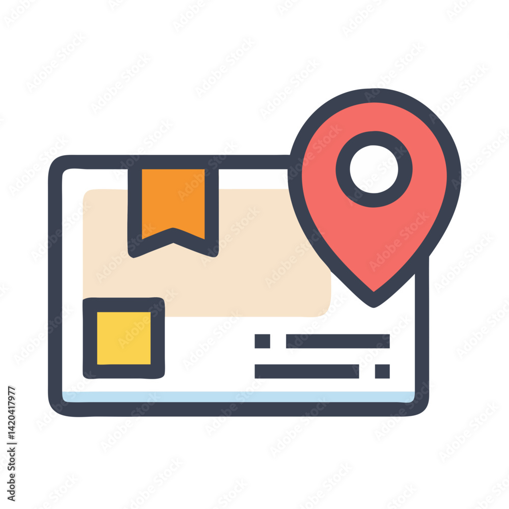 Poster delivery tracking package with location pointer icon vector
