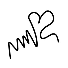 calligraphy heart line art vector doodle, love symbol with hand drawn swirl motif