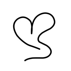 calligraphy heart line art vector doodle, love symbol with hand drawn swirl motif