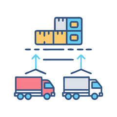 Colorful Illustration of Delivery Trucks and Shipping Boxes