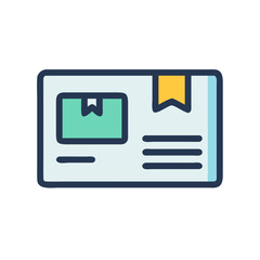 Illustration of postal service envelope with box and label