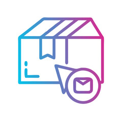 Package tracking icon in gradient on black background