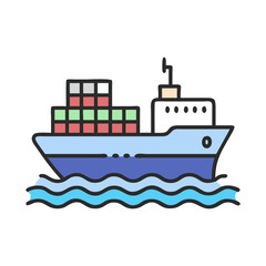 Obraz premium Cargo Ship Carrying Containers on the Ocean Waves