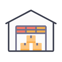 Warehouse Storage Icon with Boxes for Delivery Logistics