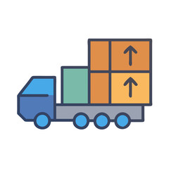 Shipping Truck Delivering Packages with Upward Arrows