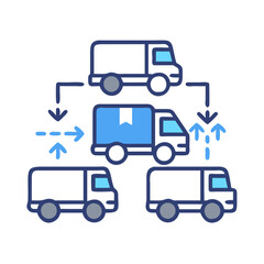 Logistics distribution network using delivery trucks on black