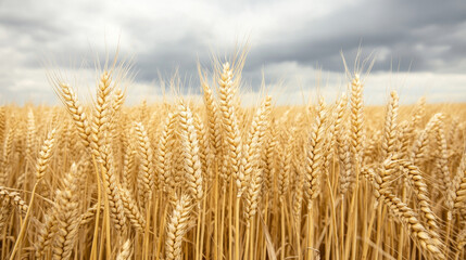 Fototapeta premium An endless wheat field glowing in the warm light