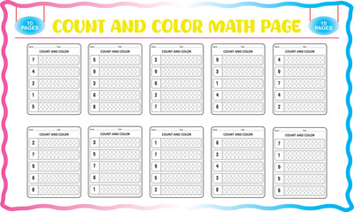 Count and Color number  Worksheets for children