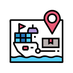 Global Logistics Delivery Tracking with a Map Location Icon