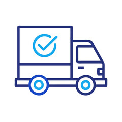 Delivery truck with check mark icon illustration concept
