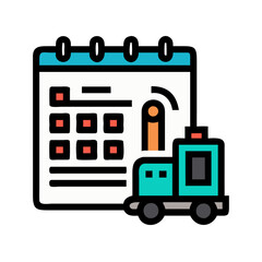 Scheduled delivery icon with truck and calendar reminder